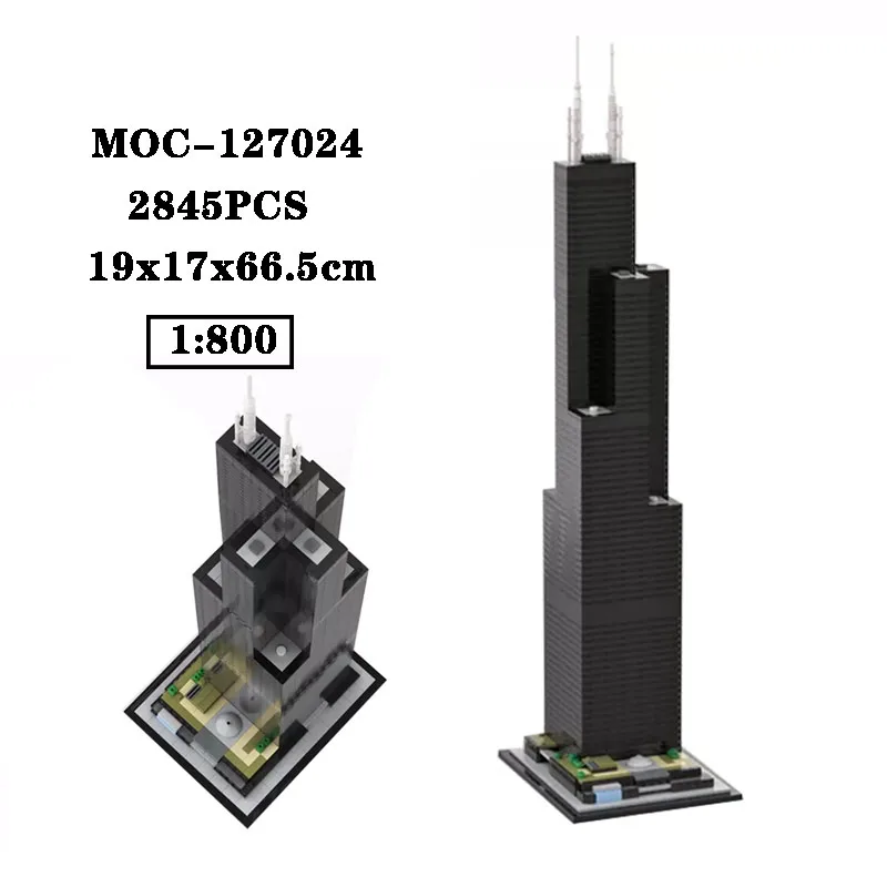 

Building block MOC-127024 Willis Building 1:800 high difficulty splicing building blocks 2845PCS adult and children's toy gifts