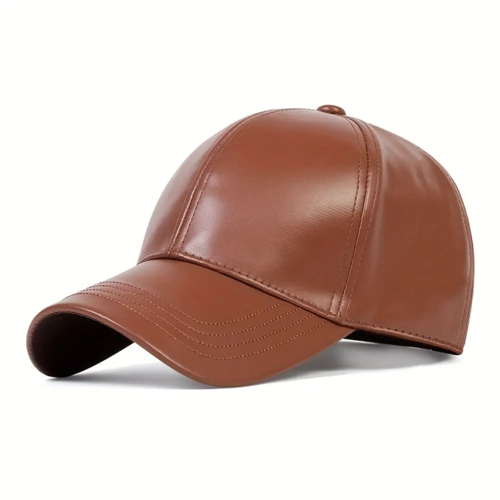 Fashion Outdoor Sports Leather Baseball Caps Autumn Winter Adjustable Soft Top Thermal Hats Hip Hop Warm Caps for Men Women