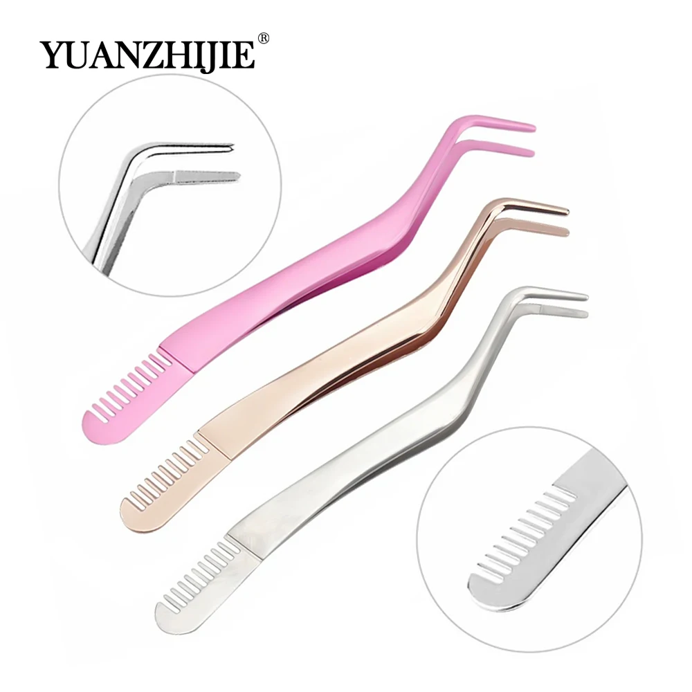 

Wholesale Colored DIY Cluster Eyelash Tweezers Individual Fiber Tip Lash Beauty Makeup Tools Customized Tweezer Set Easy to Use