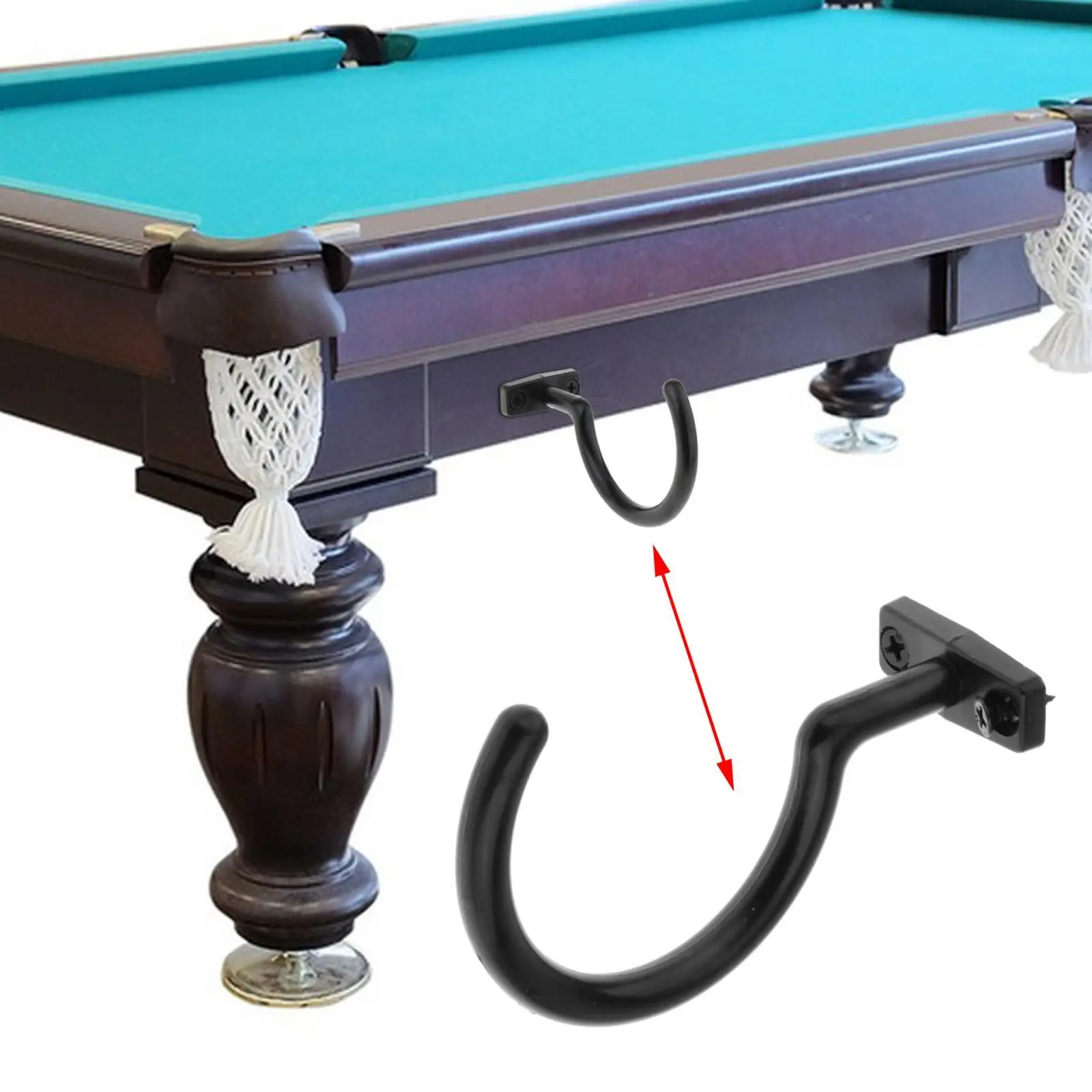 Snooker Pool Billiard Cue Hook with Mounting Screws Bridge Stick Pool Table Rack for Indoor Games Billiard Snooker Tables