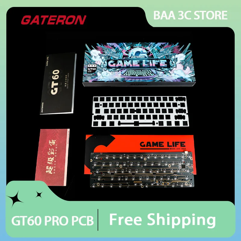 

GATERON GT60 PRO с магнитным переключателем, клавиатура, печатная плата для 60% механической клавиатуры, Rt0,01 мм, проводная индивидуальная клавиатура, аксессуары для ПК