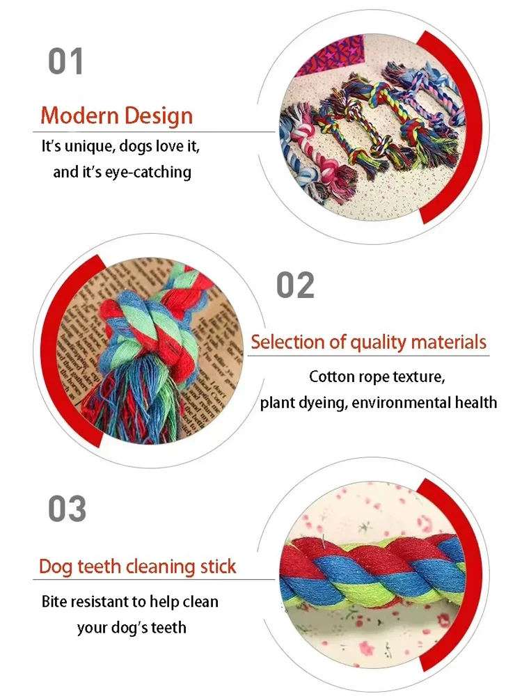 Durable Cotton Rope Knot Pet Chew Toy Anti Bite Dog Molar Teeth Care Interactive Training Supplies For All Size Puppy Adult Dogs
