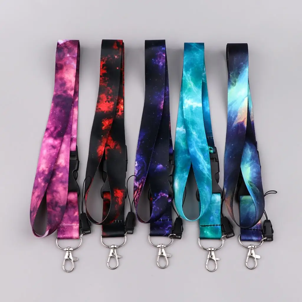 Romantic Starry Sky Lanyard For Key Chain ID Credit Card Cover Pass Mobile Phone Neck Straps Badge Holder Key Ring Accessories