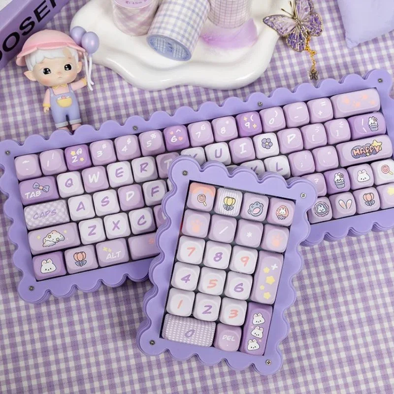 MiFuny Cute Cookie Mechanical Keyboard Acrylic Purple Butter Stacking Kit 3Mode  Hot-Swap RGB Custom Gaming Keyboard Girl Gift