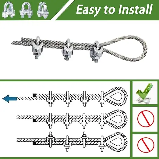 1 PCS Silver Stainless Steel U-Bolt Type Wire Rope Clip Clamp Bolt M3-M12mm Household Hardware for Working