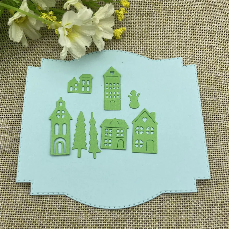 Christmas tree house Metal stencil mold Cutting Dies decoration scrapbook die cut Album Paper Craft Embossing DIY Card Crafts