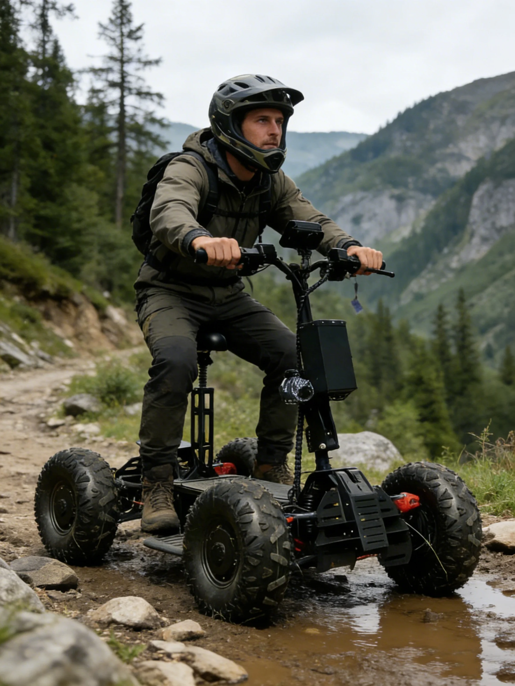 High-Power 4x4 Four-Wheel Electric Scooter Factory Direct All-Terrain Off-Road Mountain Snow Vehicle Patrol Hunting