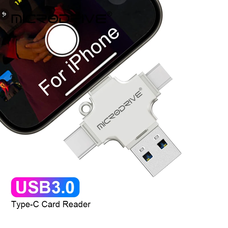 4 In 1 Memory Micro SD Card Reader For IPhone Ipad Android Mac PC Camera Type C Lighting Usb C Android Reader Portable Reader