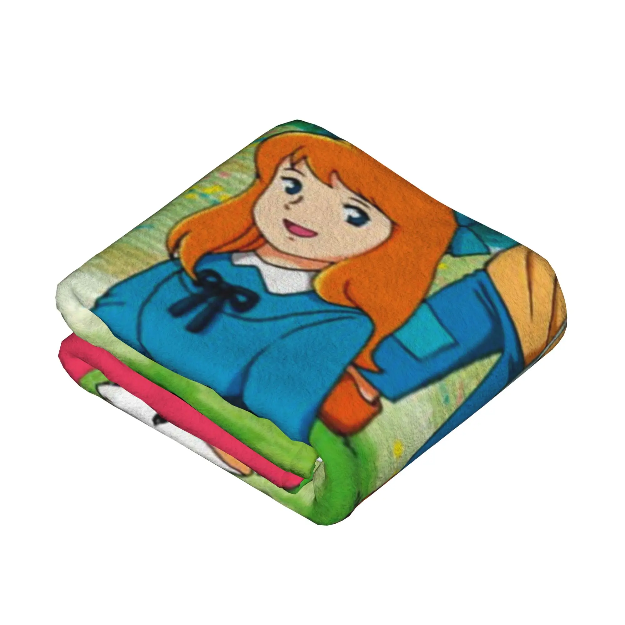 هايدي فتاة جبال الألب المرجان الصوف رمي بطانية الكرتون أنيمي للفراش بطانية محبوكة السفر خفيفة الوزن متعددة الوظائف #4