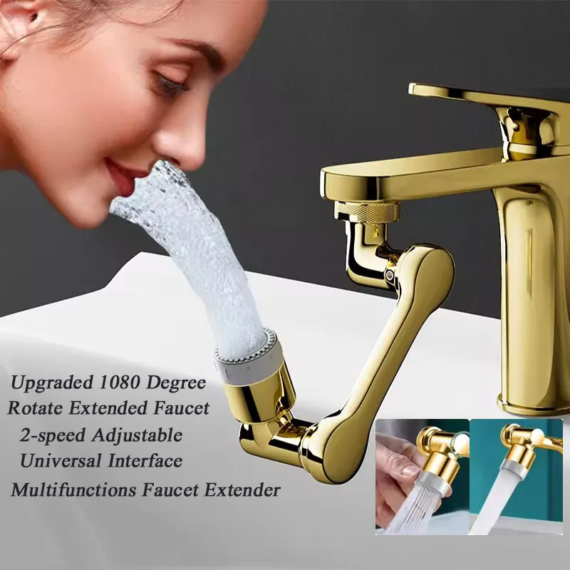 New Universal 1080° Rotate Faucet Extender 2 Water Flow Modes Metal Copper Bath Tap Bubbler Nozzle Sprayer Kitchen Faucet