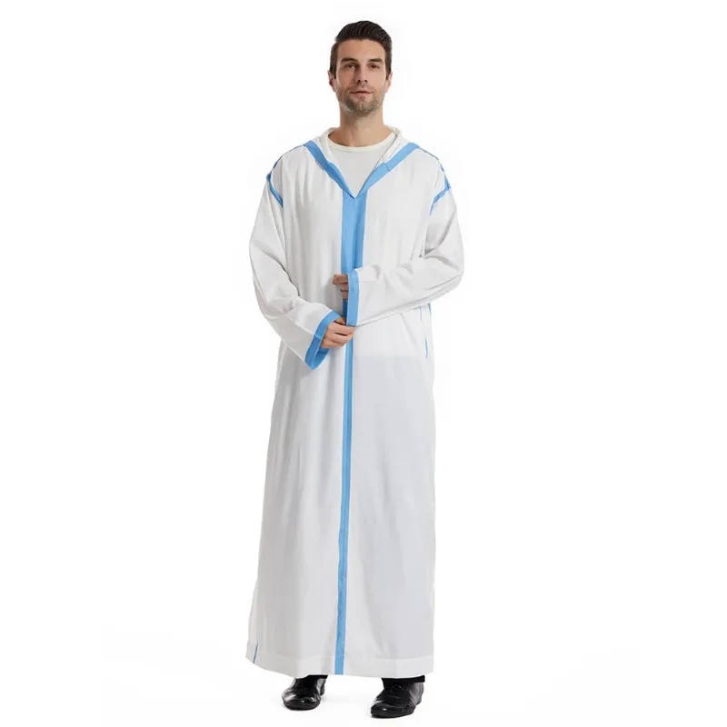 Abaya casual com capuz masculino, vestido muçulmano de manga comprida Jubba Thobe, roupa islâmica, Ramadan Kaftan, Dubai, Saudi Caftan, Arábia, Eid