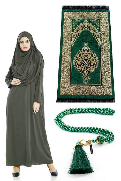 

IQRAH One-Piece Prayer Gown-Prayer Rug-Rosary-Worship Set-Khaki