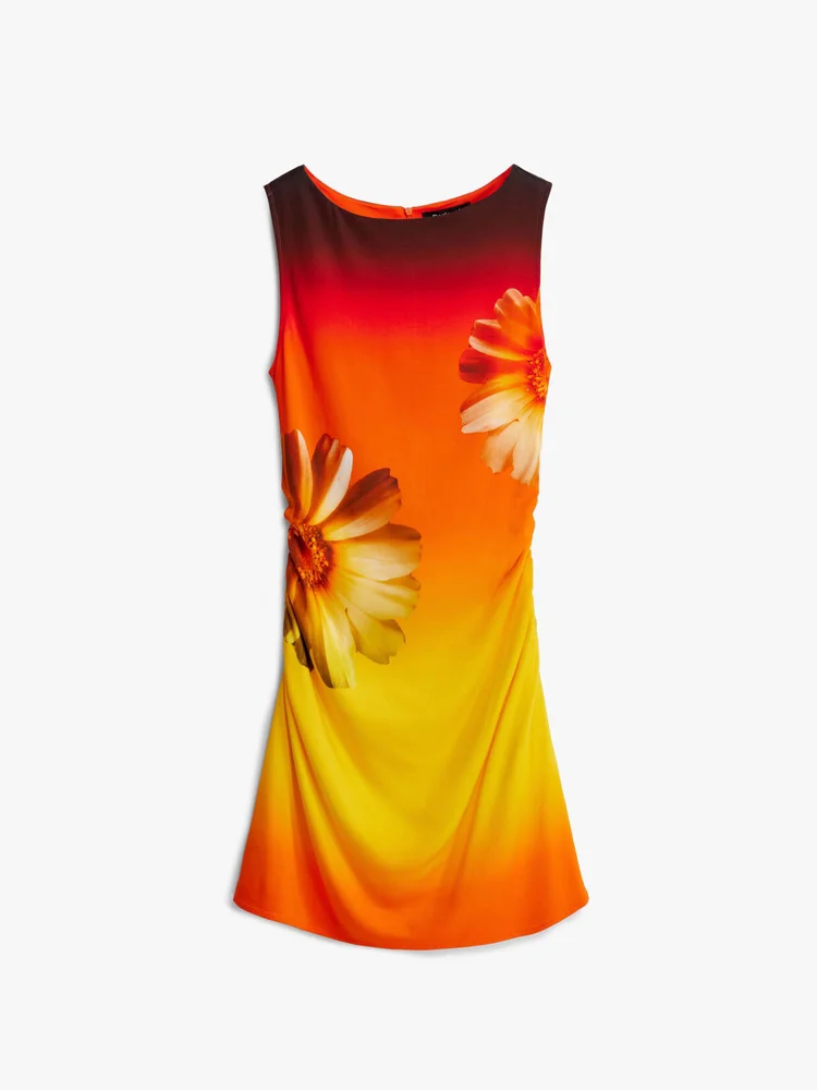 Pedido original de vestido esticado floral estampado espanhol sem mangas para comércio exterior