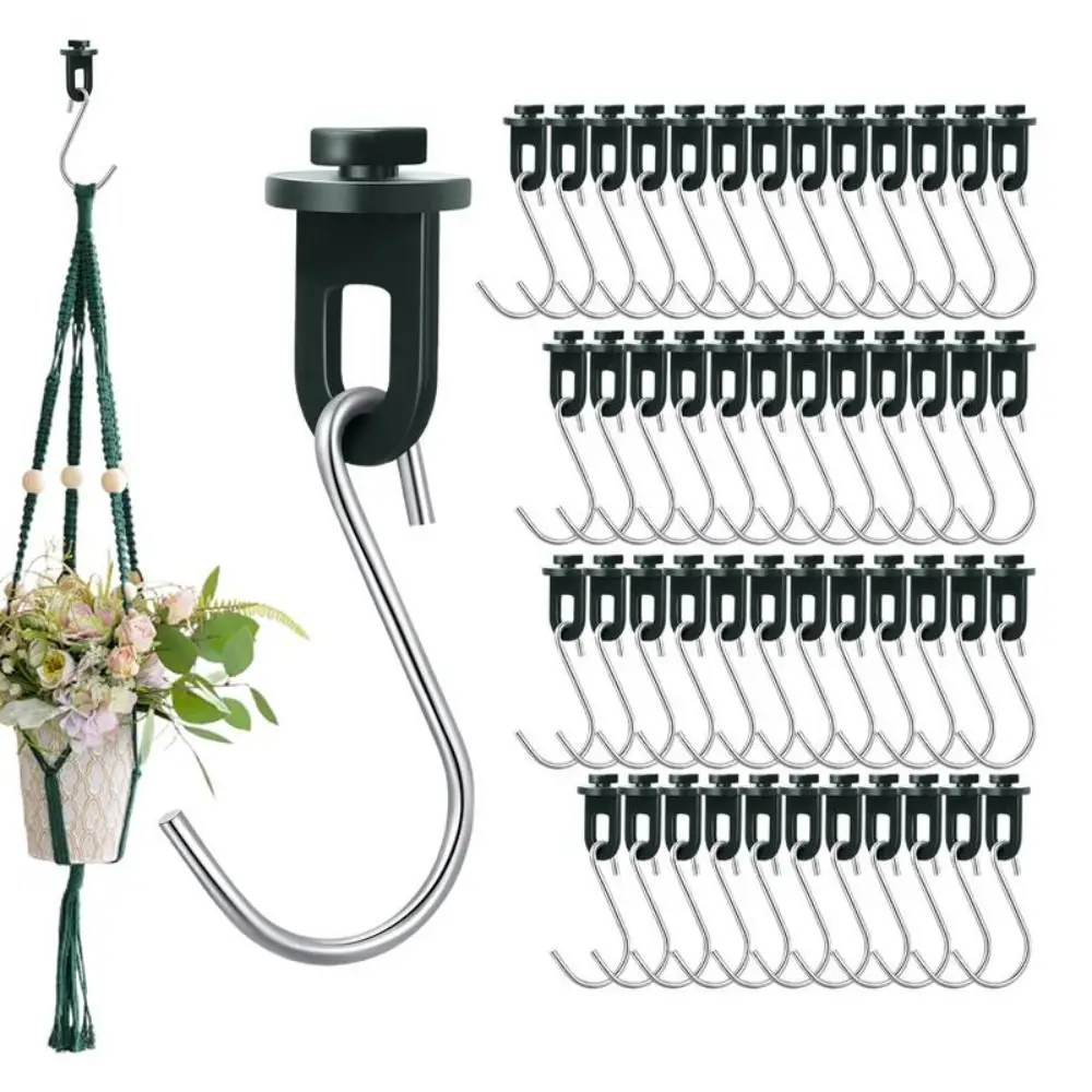 10/50PCS Durable Stainless Steel Greenhouse Fixing Clips Hanging Plants Garden Supplies Twist Clips S Hooks Outdoor Garden