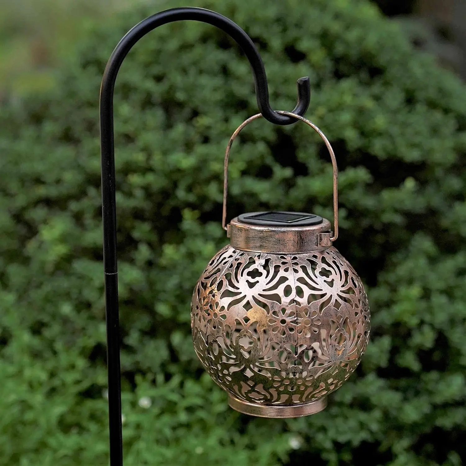 1-6PCS Moroccan Solar Lanterns Outdoor Waterproof Metal Hanging LED Lights for Patio Lawn Garden Porch Tabletop view 6