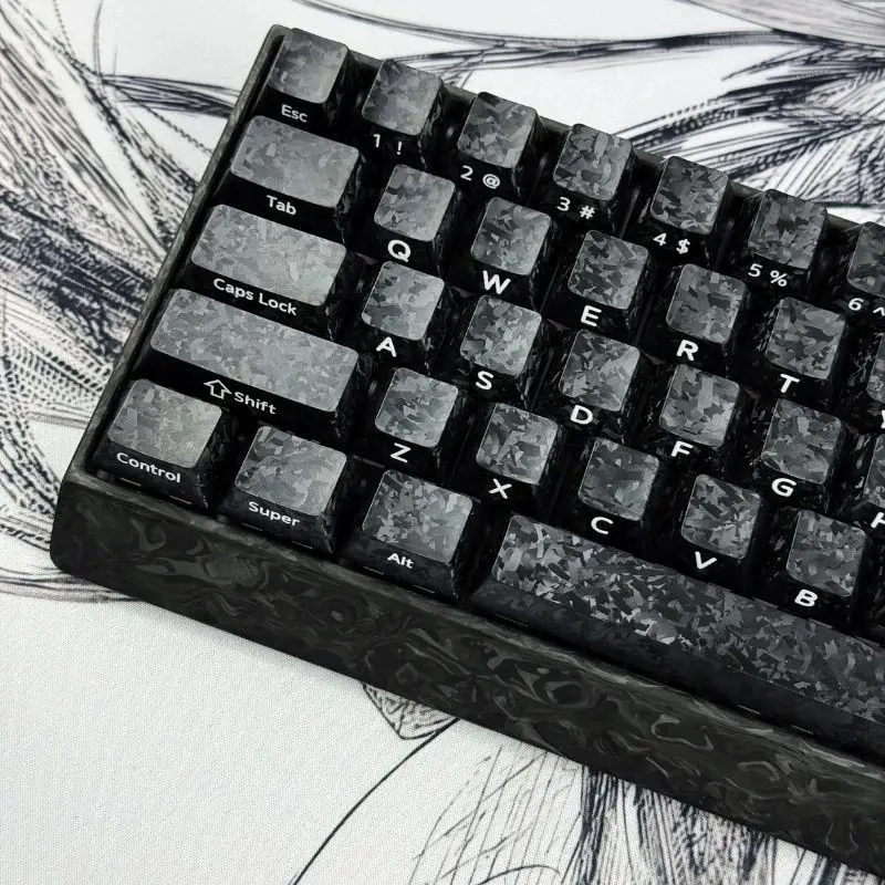 

119 Keys Cherry Profile Double Shot Keycap Carbon Fiber Texture PC Toner Keycaps for Cherry Gateron MX Switch Gaming Keyboards