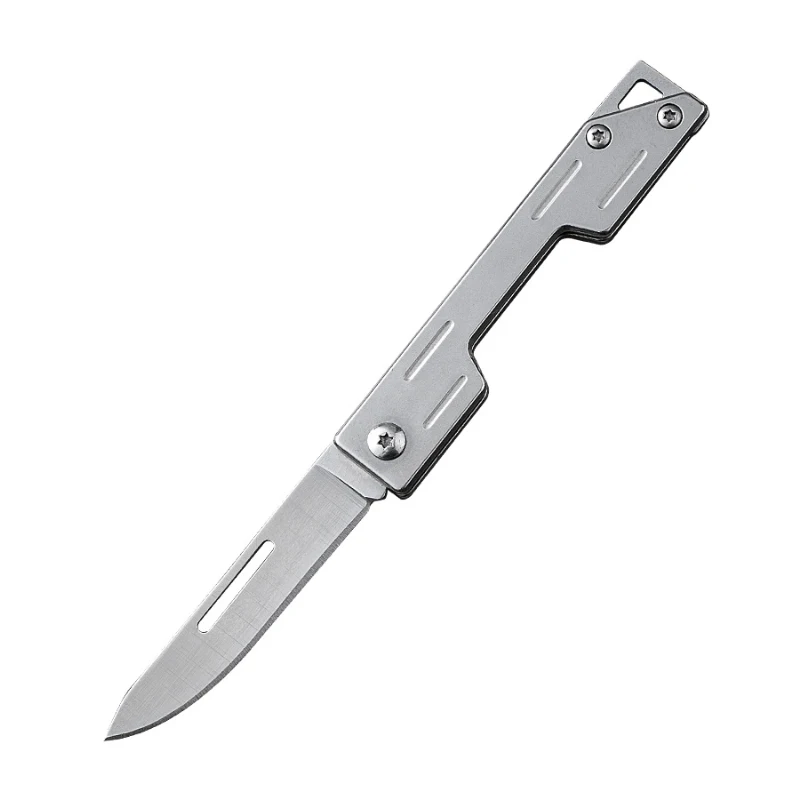 Stainless Steel Folding Knife Blade Sharp Fruit Knife Express Pocket Knife Gift Outdoor EDC Self Defense Tool Key Pendant