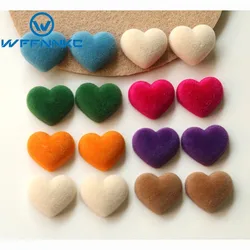 WFFNNKC 10-20Pcs Color Flocking Love Heart Resin Patch Garment Hat Sewing Accessories DIY Phone Case Decoration Jewelrt Findings