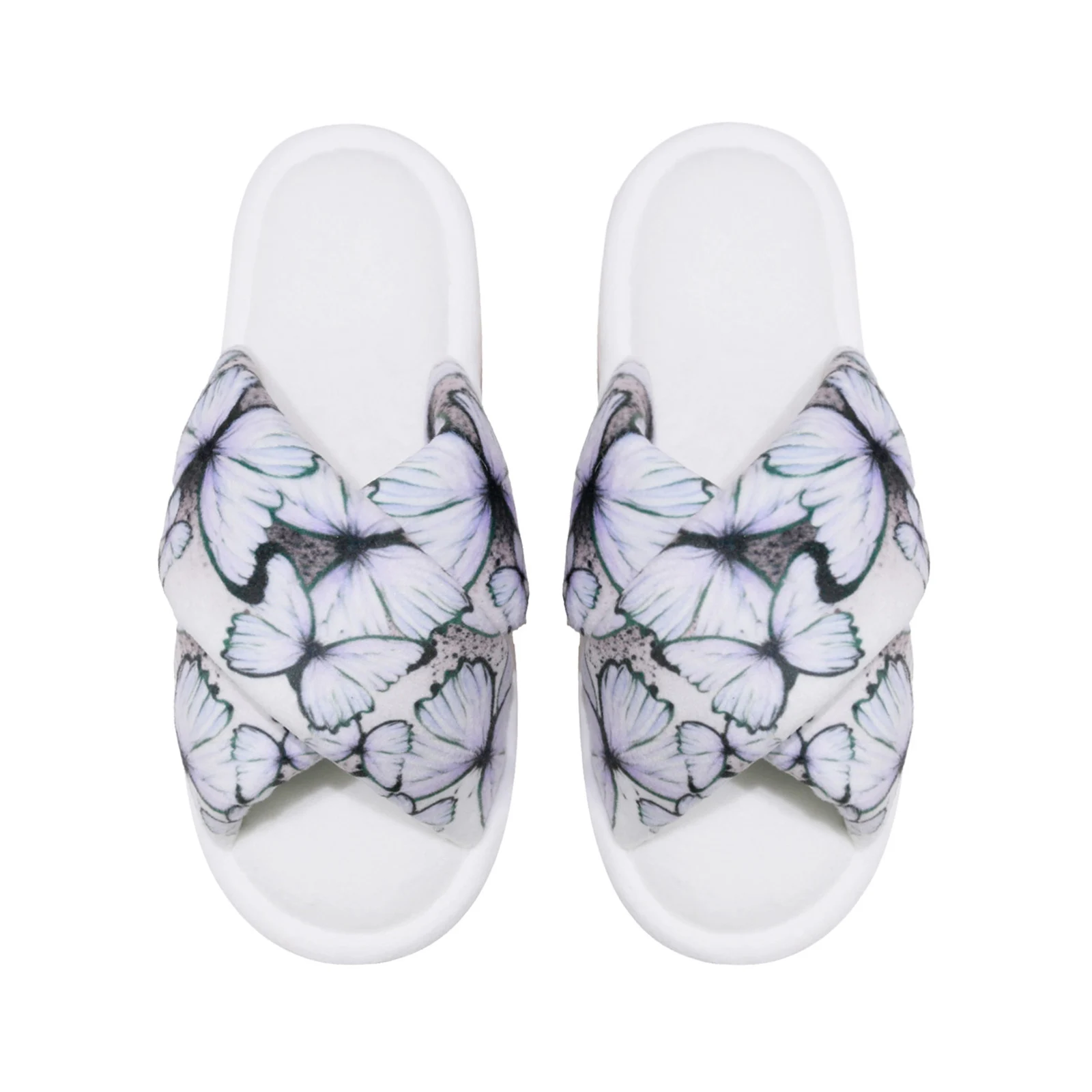 

Butterfly Slippers for Women, Furry Warm Cozy Open Toe Cross Band Fluffy Home Shoes Comfy Indoor,Comfy Fuzzy House slippers