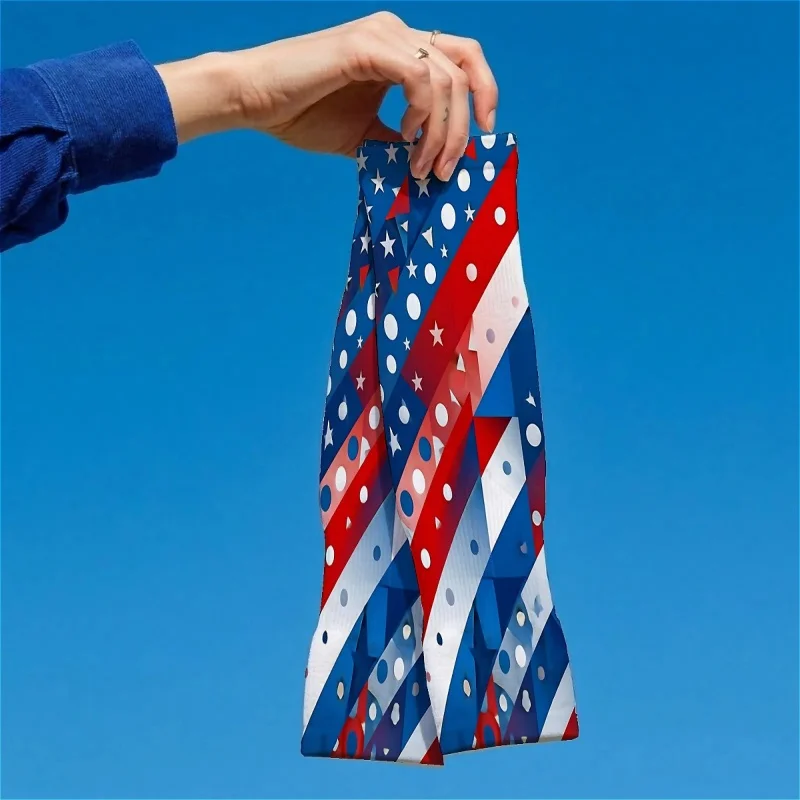 1 Pair Unisex American Flag Cooling Arm Sleeves Red White Blue Stars Stripes Design Thumb Hole Sleeve Cuffs