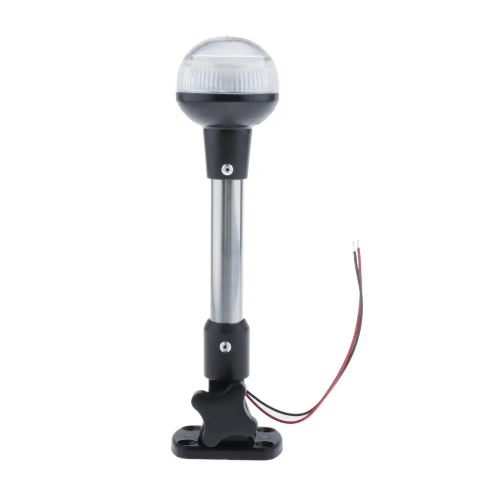 9 inch Marine Boat All-Round Anchor 360 Degree LED Navigation Stern Pole Lights with Base for Fishing Boats Yacht Pontoon