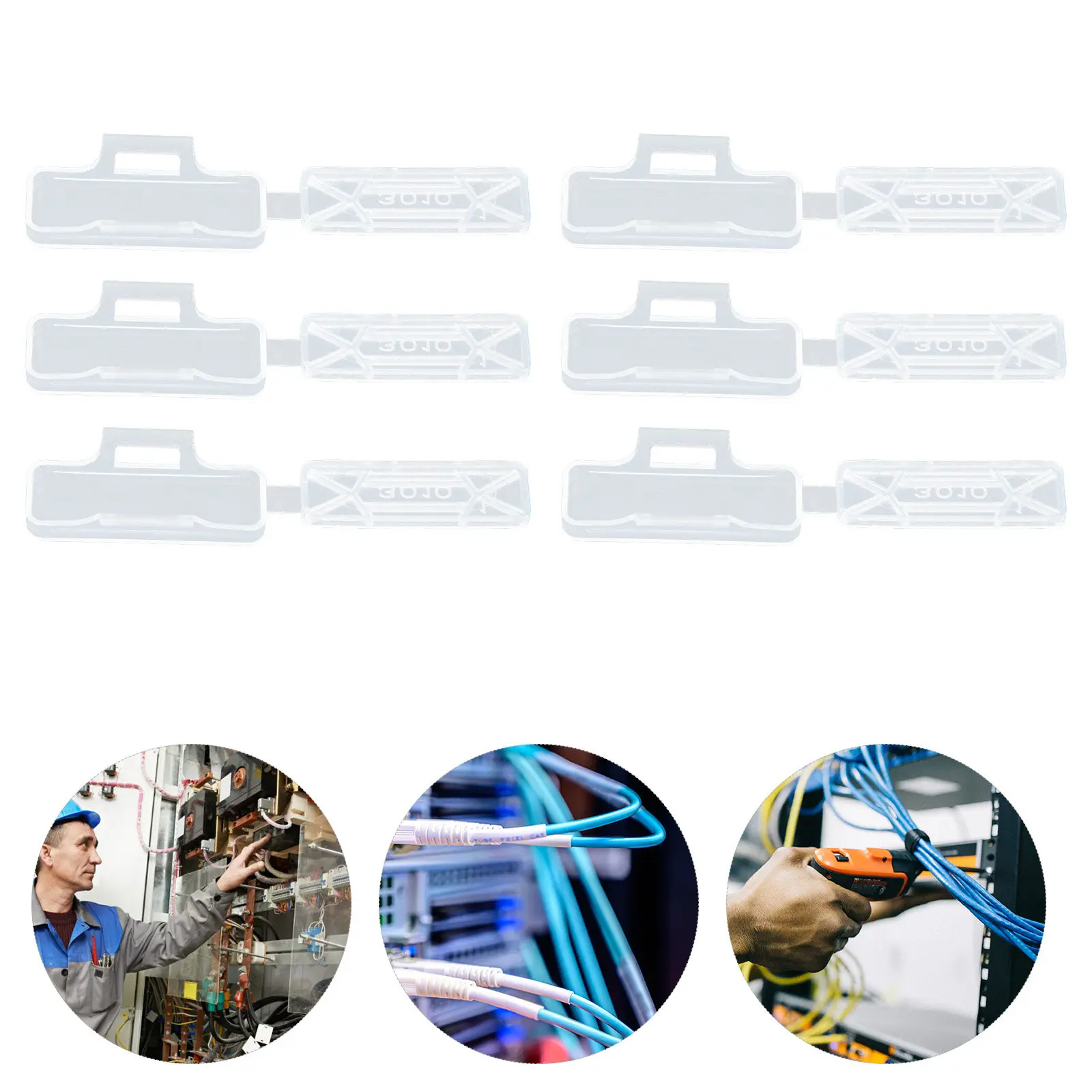 

100Pcs Cable Labels Holder Case Transparent Cord Sign Name Box Strong Endurance Portable for Household Appliance Internal Wiring
