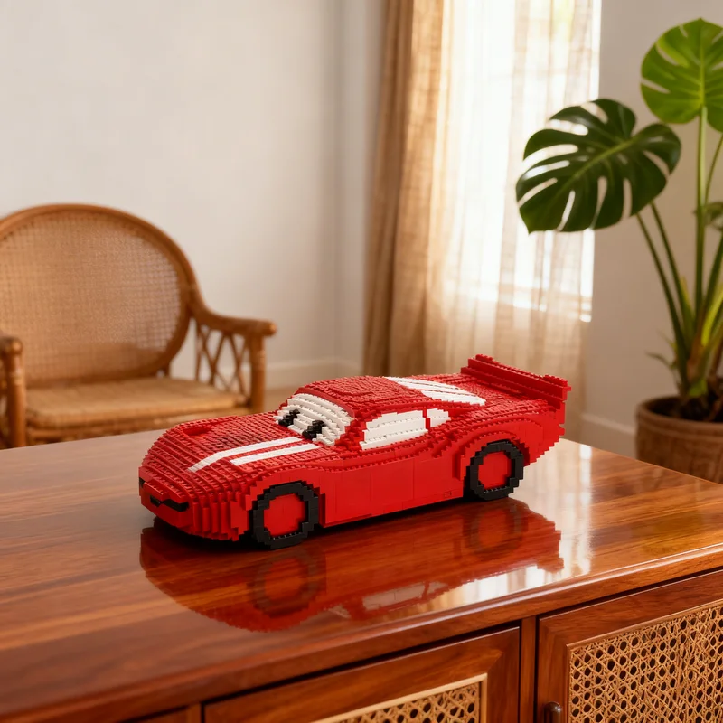 4214pcs MOC Lightning McQueen Sculptures Model Building Blocks Creative Display Gift Collectible Decor Kids Premium Adult Desk