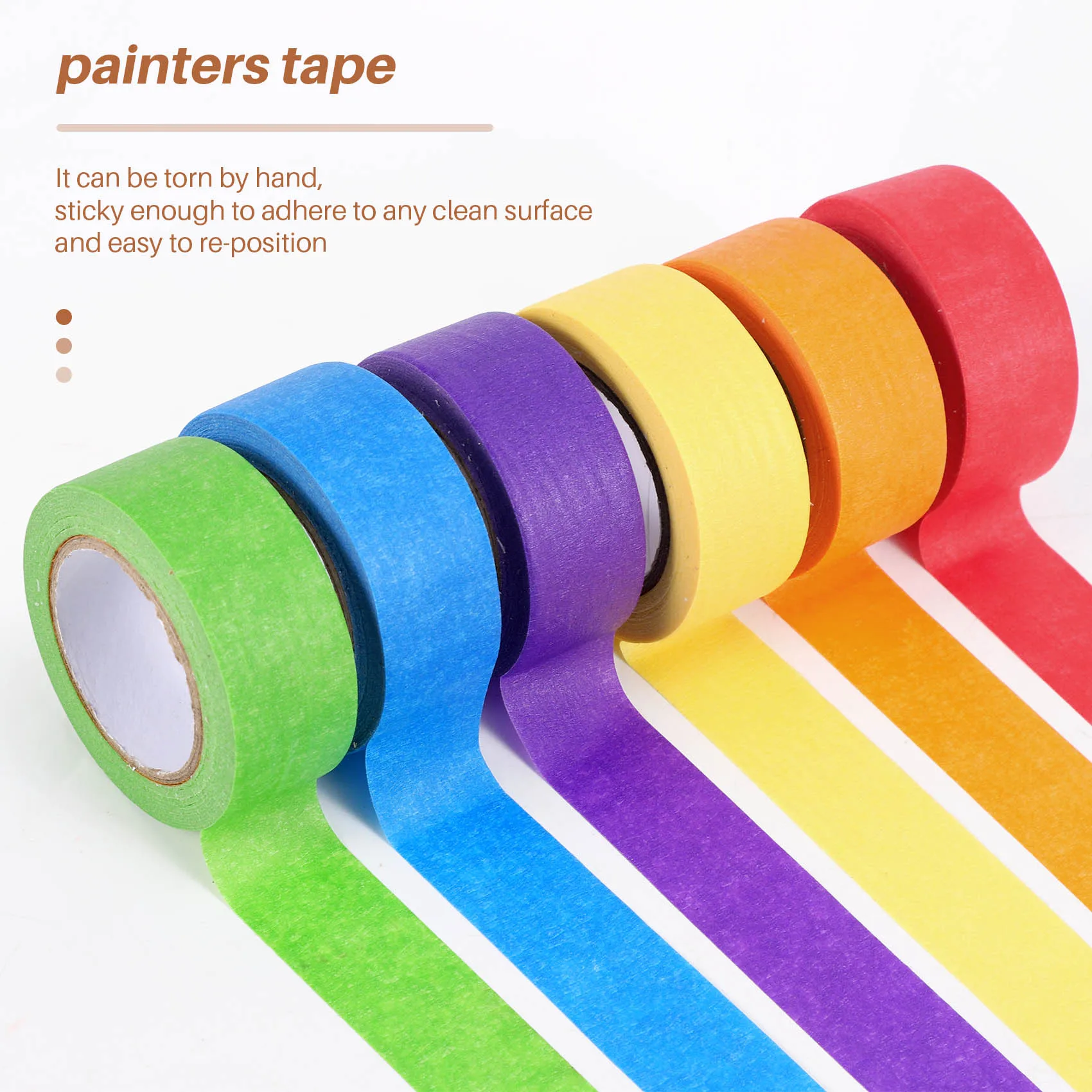 Colored Masking Tape,Colored Painters Tape For Arts And Crafts, Labeling Or Coding - 6 Different Color Rolls - Masking Tape 1 In