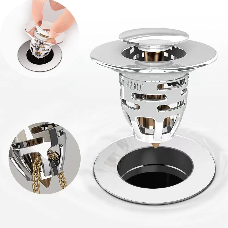 

Заглушка для раковины в ванной комнате, пробка для умывальника, универсальная нажимная пробка для воды, сливной фильтр, антиблокировочный антизапах, аксессуары для раковины