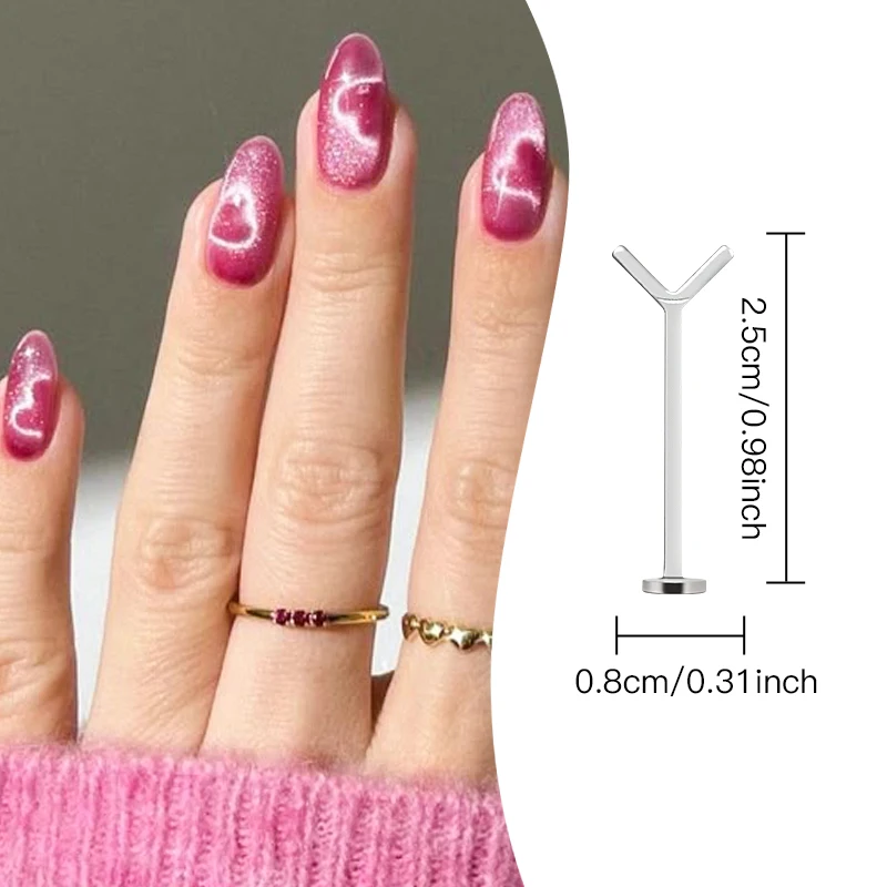 Aimant œil de chat en forme de cœur, 1 pièce, aimant pour ongles en forme de Y, motif d'amour, adapté au bricolage, outils magnétiques de polissage de Gel