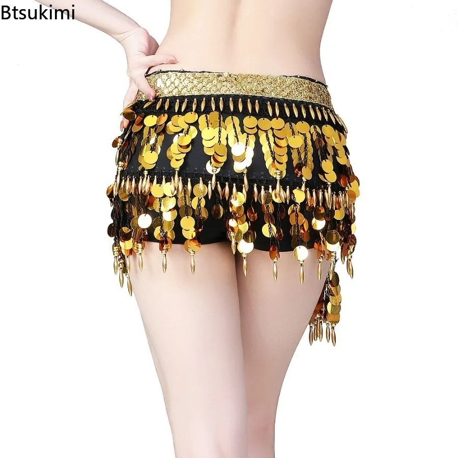 2025 Women's Belly Dance Scarf Waist Accessories Tassels Latin Dance Practice Dress Sequins Hip Scarves Dancetassel Waist Chain