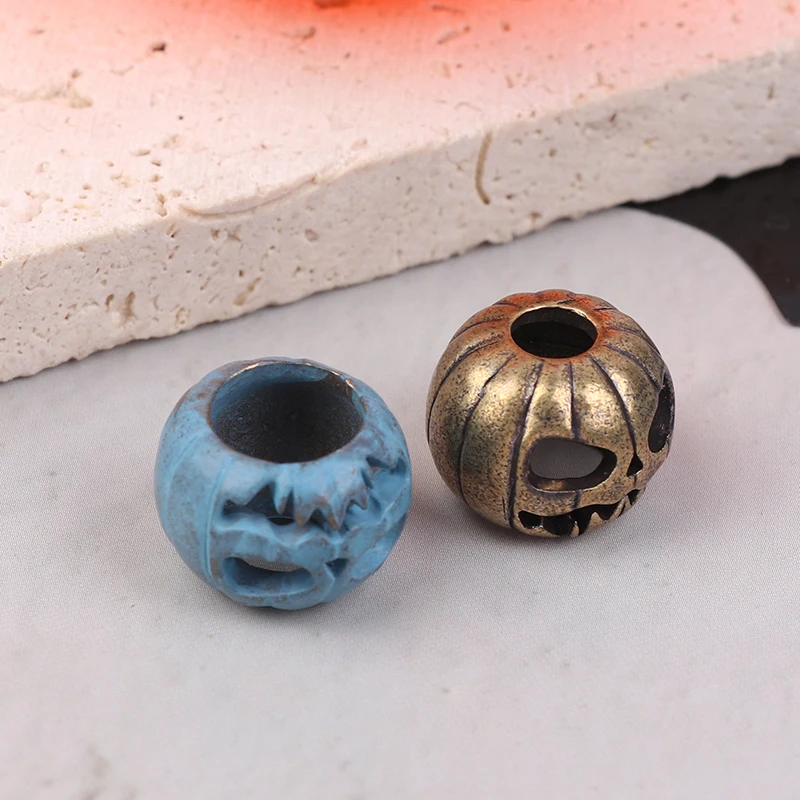 Halloween Pumpkin Skull Face Lantern EDC Brass Knife Beads Umbrella Rope DIY Woven Lanyard Pendants Outdoor Tool Hangings image 4