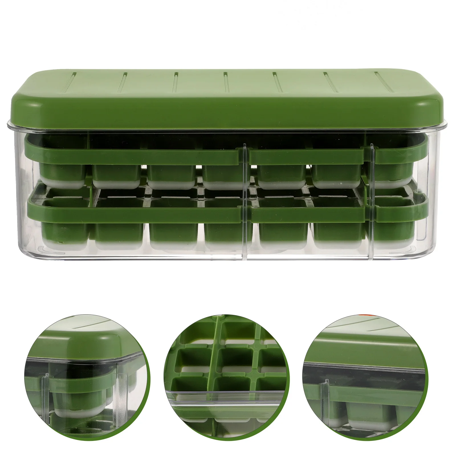 

Tray Silicone Cube Tray With Lid Large Mold Easy Release Ice Storage Bin Flexible Ice Maker Tool For Home Bar Drink