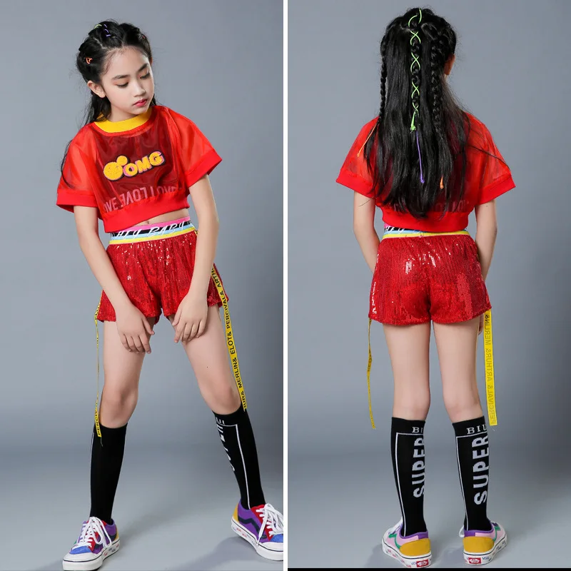 Girls' Summer Clothes Performance  Girls' Dance Clothes Korean Version Hip Hop Suit Jazz Dance Dress