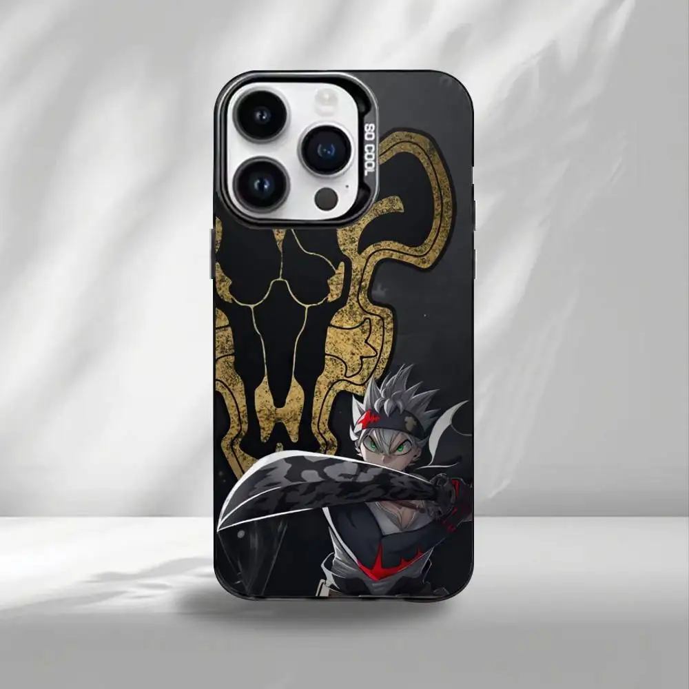 Capa de telefone trevo preto A-Asta para iPhone17,16,15,14,13,12, Pro Max capa de telefone colorida preta