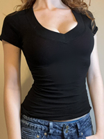 Fashion Solid Basic Women V-Neck T-Shirts Short Sleeves All-Match Slim Simple Blouses