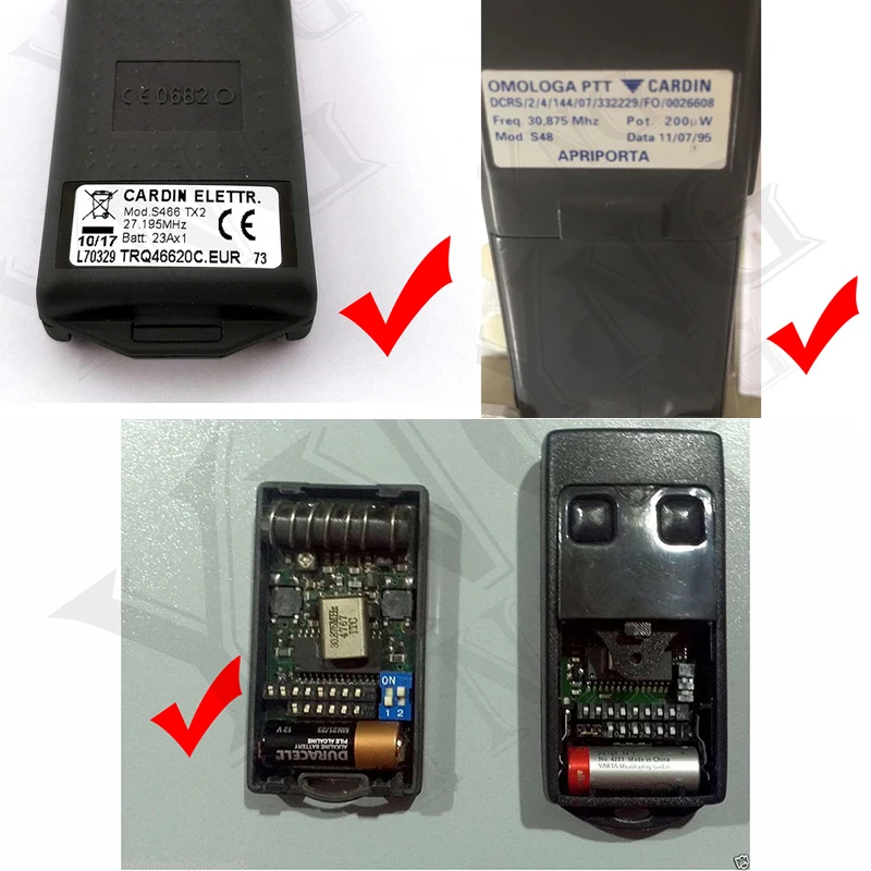 CARDIN S48-TX2 S48-TX4 S466-TX2 S466-TX4 S738-TX2 S738-TX4 télécommande de porte de Garage 27.195MHz 30.875MHz remplacement de Code fixe