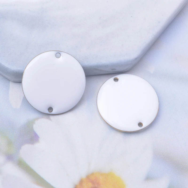 20 Stück Kupfer-Emaille 20mm Runde Anhänger-Verbinder, beidseitig lackiert, Doppelloch-Kreisanhänger für DIY-Schmuck- und Ohrringherstellung – Detail 6