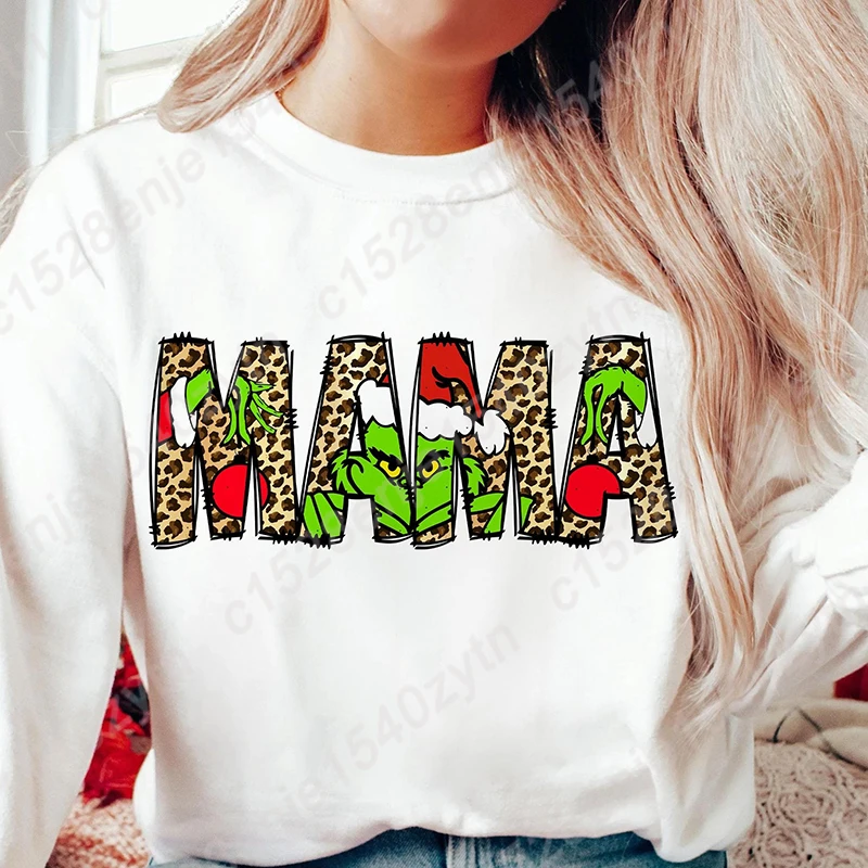 

Christmas Mama Sweatshirts, Retro Christmas Sweatshirt, Long Sleeves Crew Neck, Mama Xmas Gifts, Women's Xmas Sweatshirts