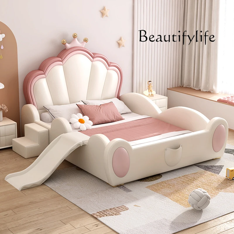 

X Simple European Bed Queen Bedroom Luxury Castle Storage Bed Sleeping Platform Princess Safe Letto Matrimoniale Trendy Furnitur