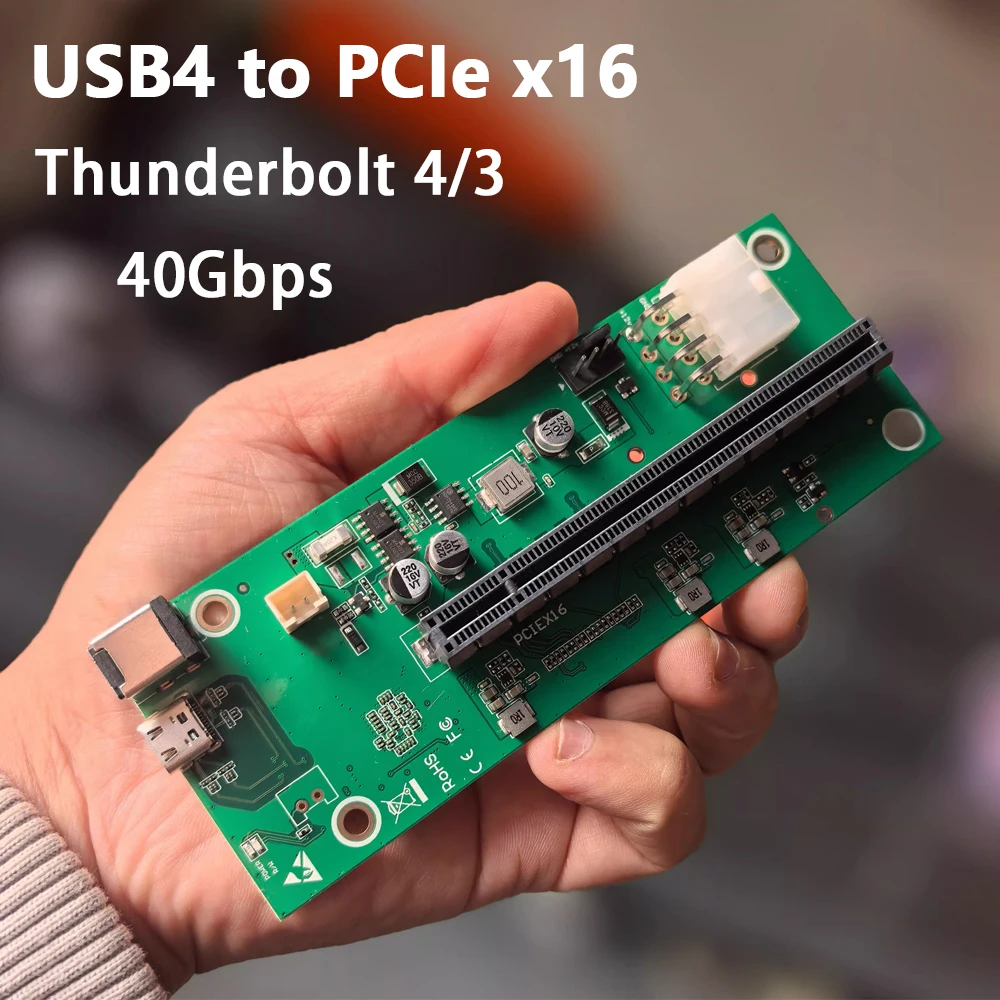 

USB4 To PCIe X16 Compatible Thunderbolt 4 /3 ASM2464PDX Controller 40Gbps Capable of Connecting eGPU FPGA Capture Card for RTX20