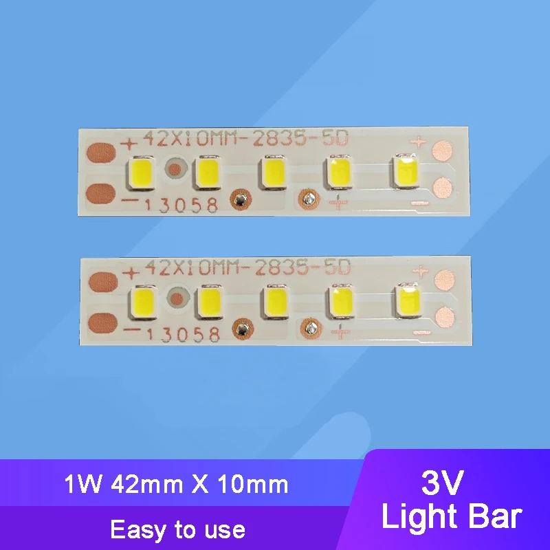 Barra de luz LED para decoración del hogar, 10 piezas, 42mm, 3V, 1W
