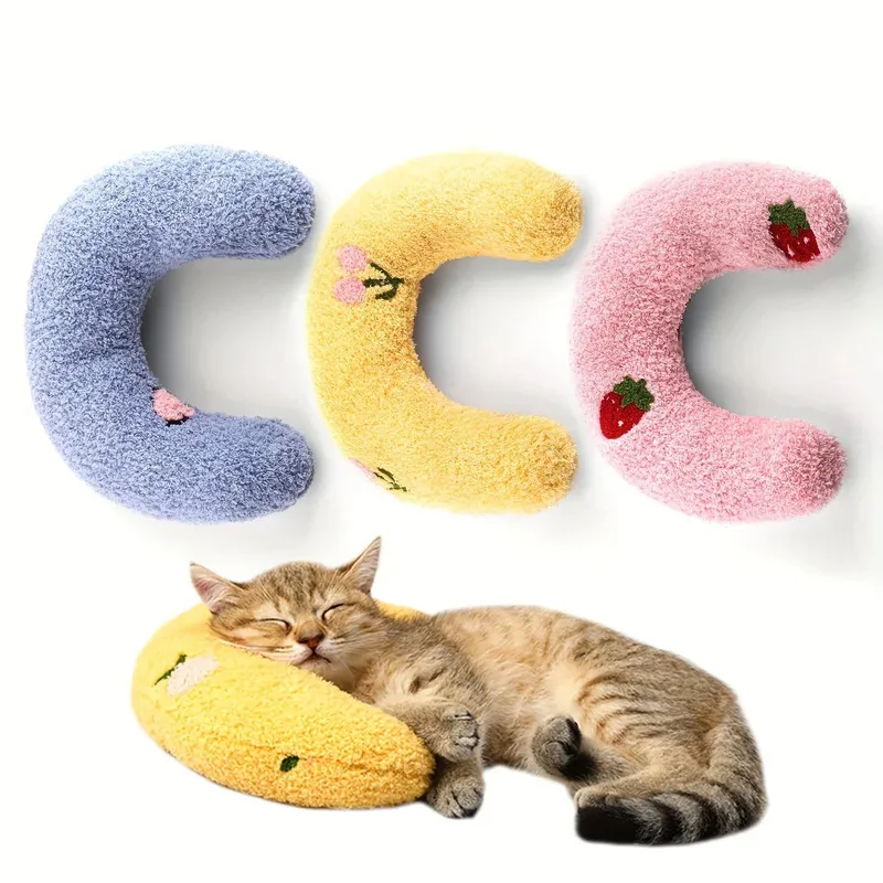 

Fair Little Pillow for Cats Ultra Soft Fluffy Pet Calming Toy Half Donut Cuddler Joint Relief Sleeping Improve Machine Washable