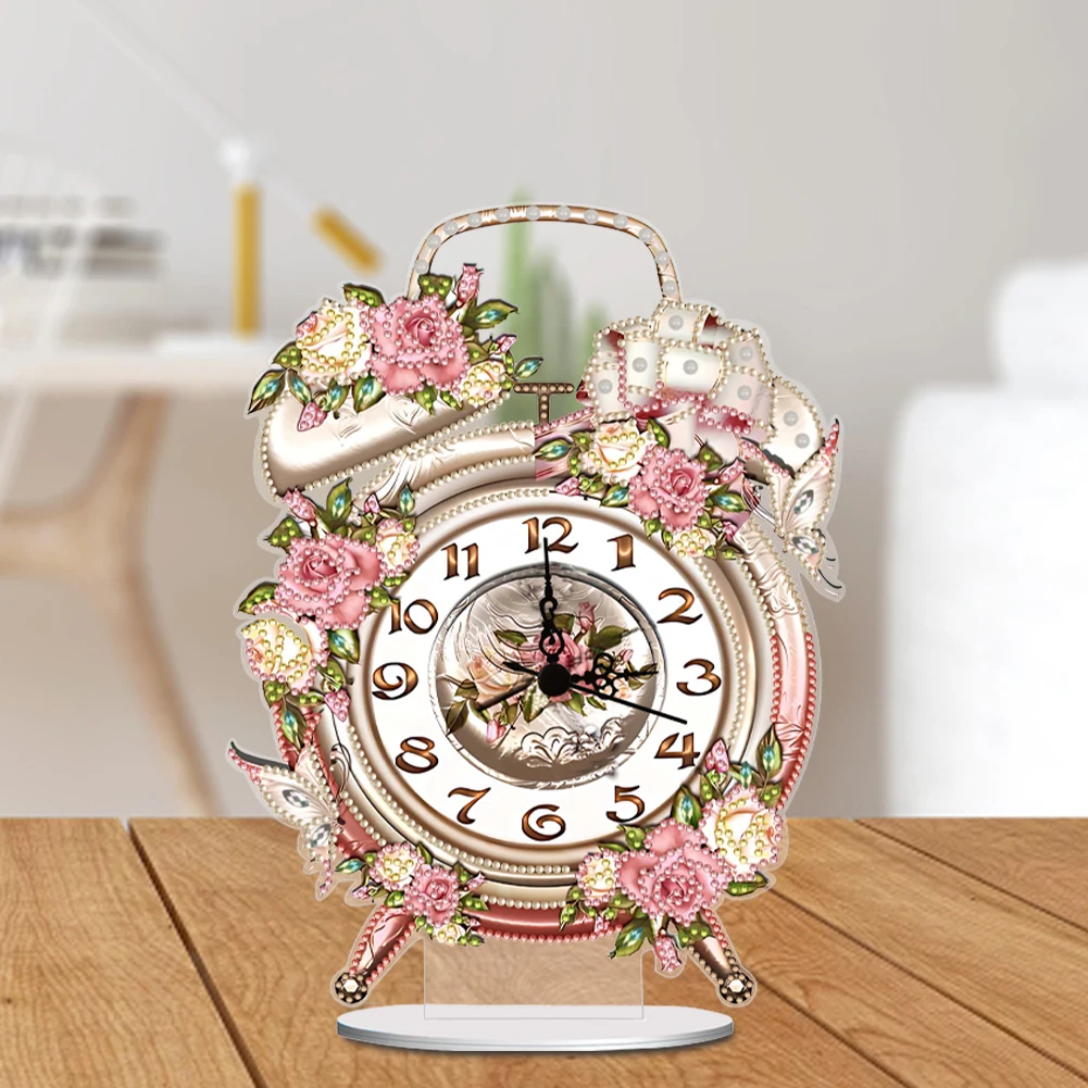 Acrylic Special Shaped Animal Diamond Glitter Art Clock Kit Diamond Painting Clock Handicraft Living Room Decoration