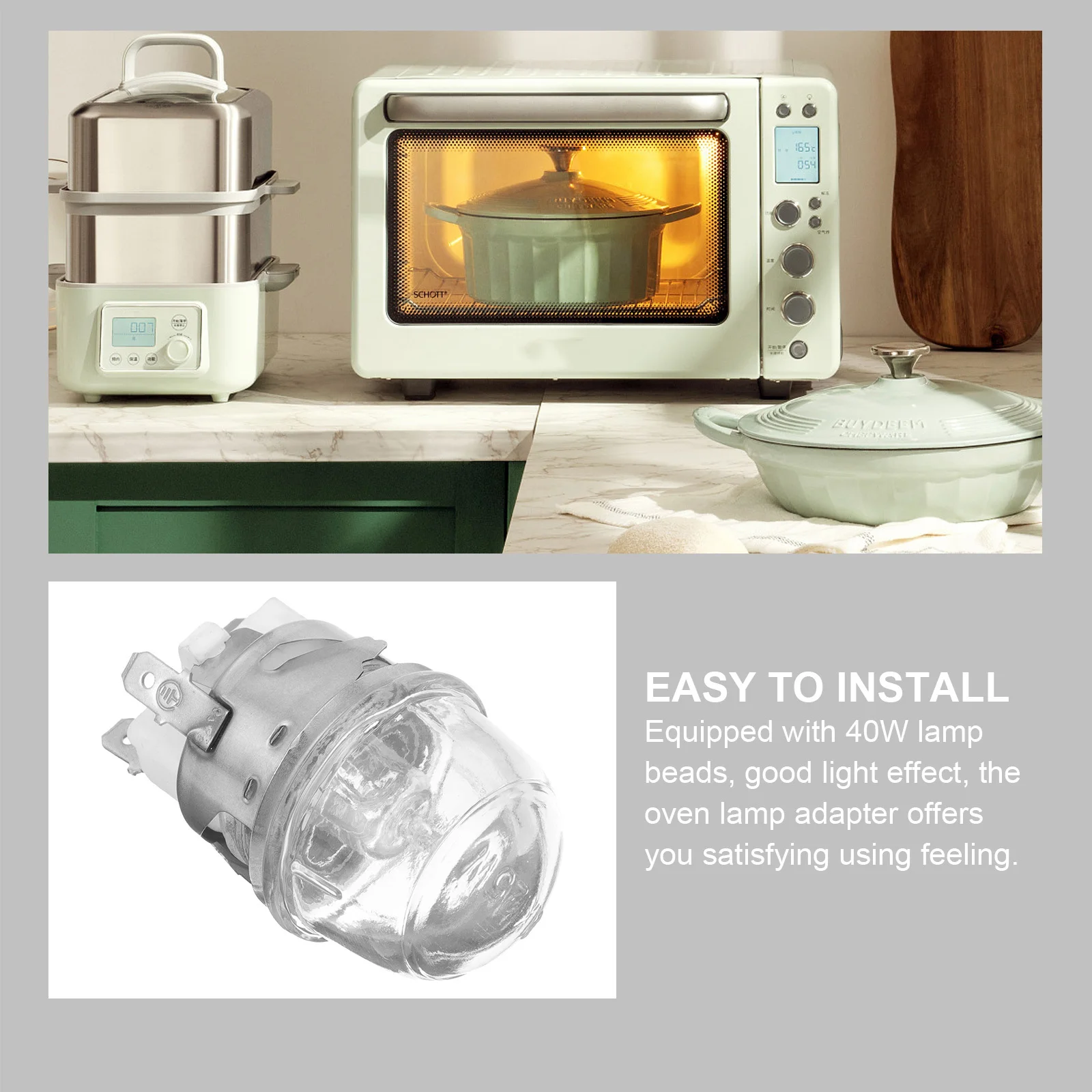 

1Set Oven Light Outlet Socket G9 Bulb Holder Heavy Duty 40W Lamp Bead for Oven Steamer Roaster Reliable Connection