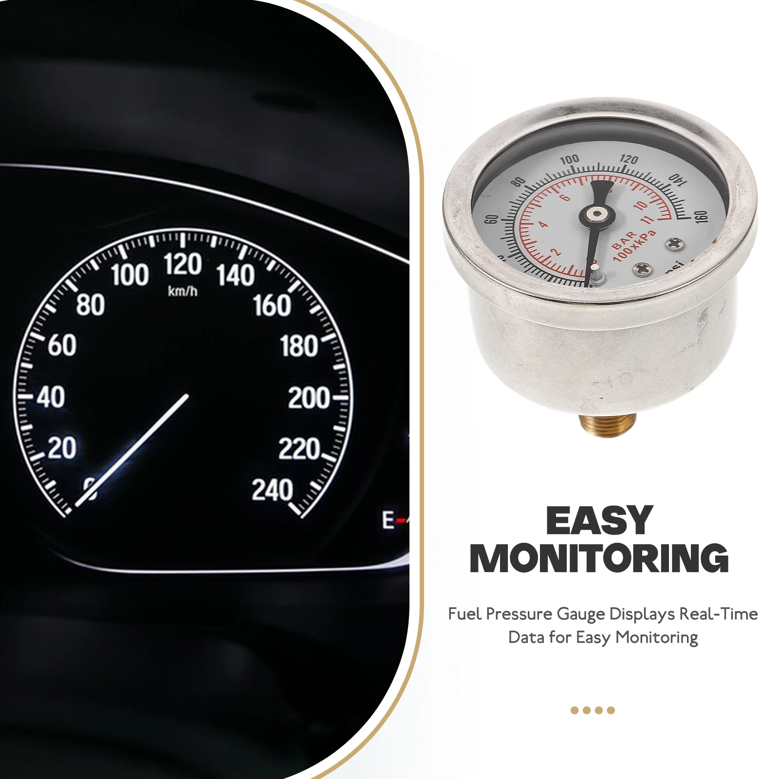 

Fuel Pressure Gauge Automotive Alloy Real Time Monitoring Universal Compatibility For Car Oil Press Gauge Auto