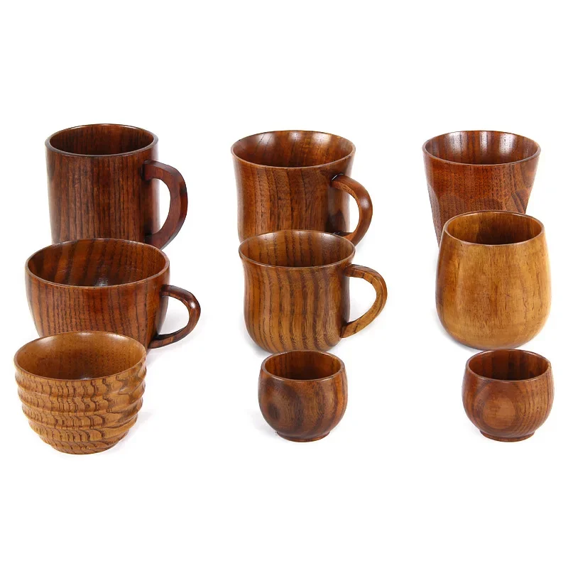 Wooden Big Belly Cups Handmade Jujube Wood Handle Cups Beer Tea Coffee Milk Water Cup Kitchen Bar Drinkware for Kitchen Bar