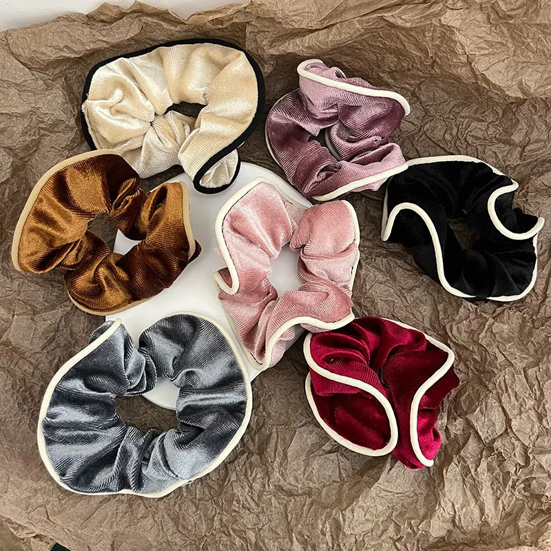 Fashion Women Girls Black Velvet Scrunchie Hair Scrunchies for Hair Elastic Hair Ties Classic Ponytail Free Shipping