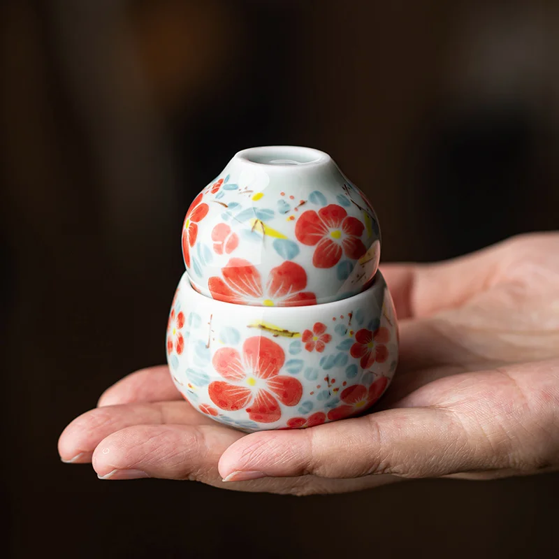 Juego de tazas de vino blanco para uso doméstico, estilo chino, con forma de calabaza, para apreciar el aroma y el sabor del té.