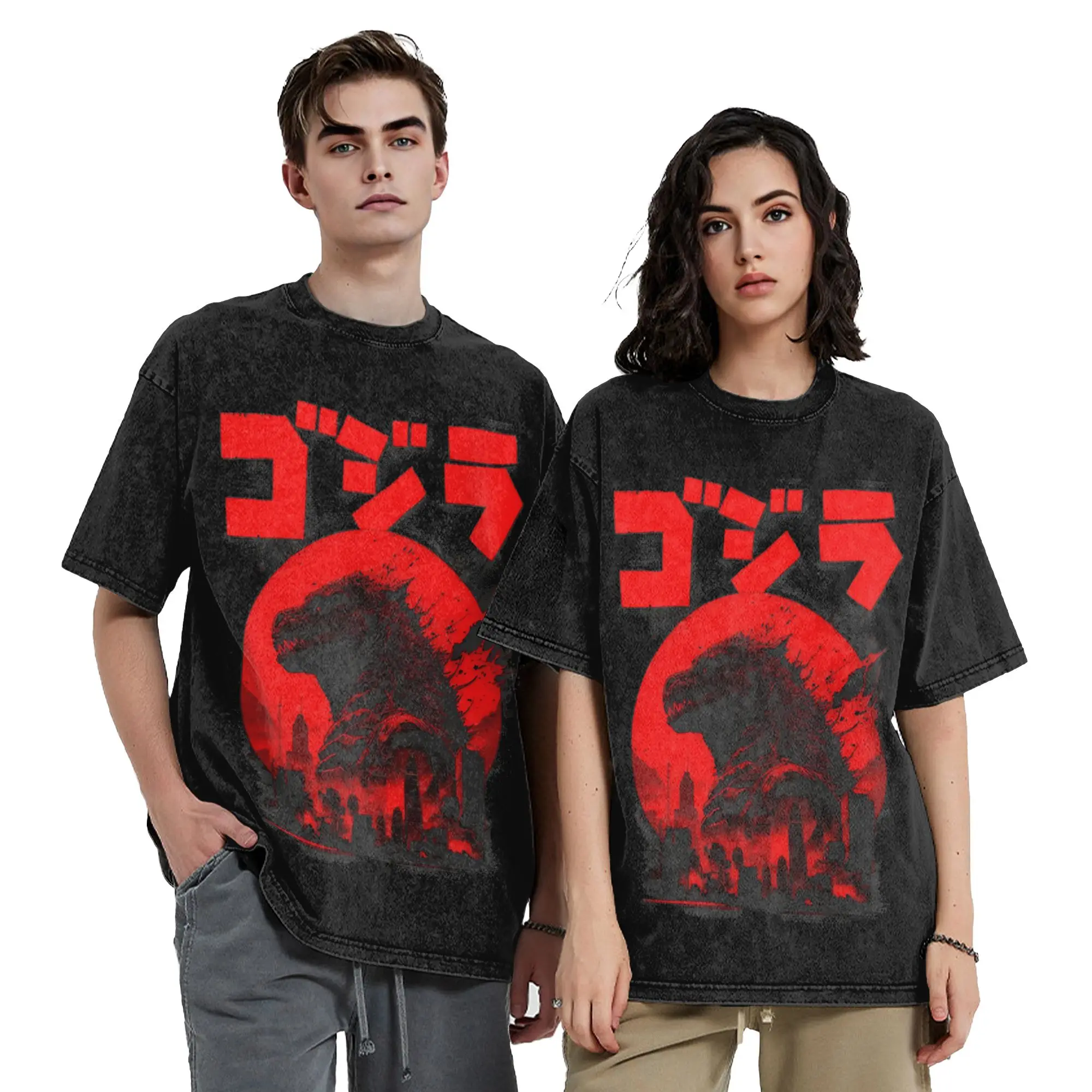 Funny Monster Godzillaed Vintage Washed T-Shirt Men's Crewneck Short Sleeve Tops  Cotton Summer Top Tee - view 2